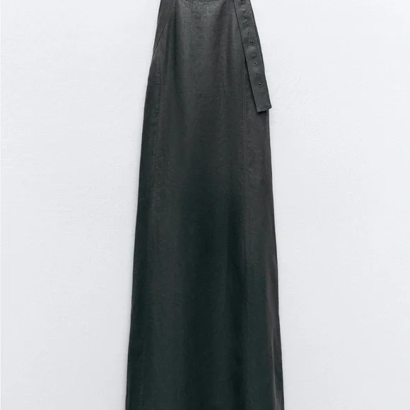 ZARA FW24 WOMAN MIDI 100%LINEN HALTERNECK DRESS OPEN BACK GREY M XL7892/736 NWT - Picture 6 of 8